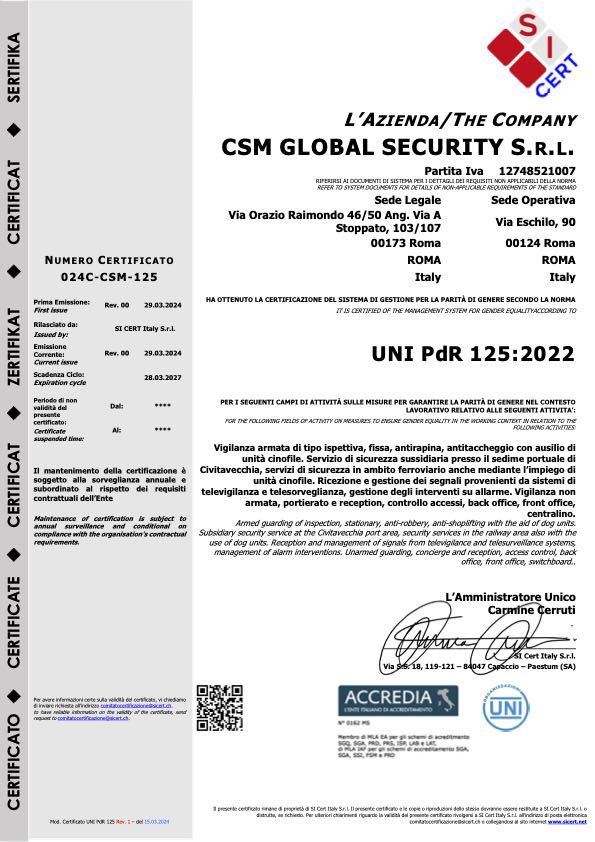 Certificazione Uni Pdr 125